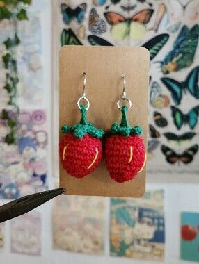 Crochet Strawberry Earrings